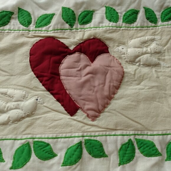 Vintage Quilted Puffy Hearts Doves Wall Wedding Love Peace Decor - Picture 10 of 12